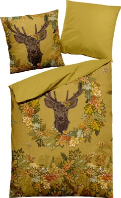 Produktbild von DORMISETTE Bettwäsche HIRSCH Satin BL 135x200 cm gelb Bettbezug