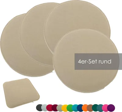 Produktbild von heimtexland ® Sitzkissen Set Filz Stuhlkissen Stuhlauflage Filzkissen Stuhl Polster Kissen Typ631 4er Set 35 cm Rund Sand