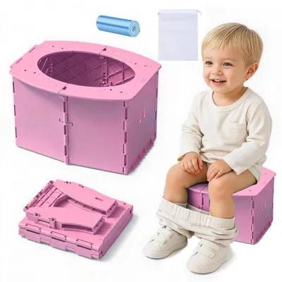 Produktbild von ZhouWei Faltbares Töpfchen Kinder, 15×24,5×19,5 cm Töpfchen Kinder – Rosa