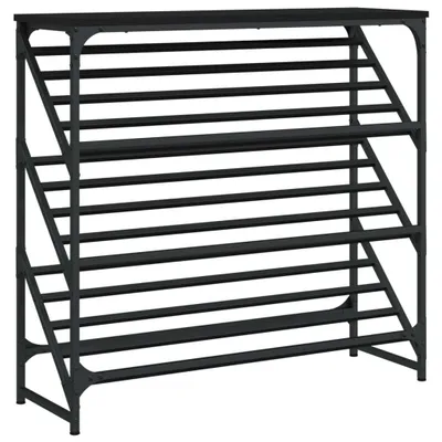Zdjęcie produktu dla vidaXL Stojak na buty czarny 90x30x85 cm materiał drewnopochodny