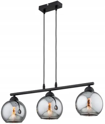 Produktbild von KAR-LIGHTING Pendelleuchte 3-flammig Schwarz, Glas & Metall, höhenverstellbar – Balkenleuchte für Esszimmer, Wohnzimmer, E27