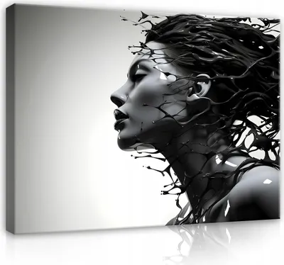 Produktbild von Leinwandbilder Abstrakt Frau schwarz und weiß 120x80 cm XXL Modern Canvas Bild auf Leinwand Bilder Leinwandbild Wandbilder Wohnzimmer Schlafzimmer