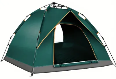 Image de Tente de camping pour 4 personnes - Tente en forme de dôme, imperméable, avec ventilation et fermeture éclair - Dimensions : 210 x 200 x 135 cm