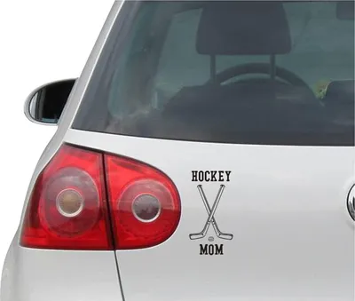 Produktbild von Aufkleber / Autoaufkleber - JDM - Die cut - Hockey Mom with sticks & puck weiß Fenster sticker - schwarz - 59mmx112mm
