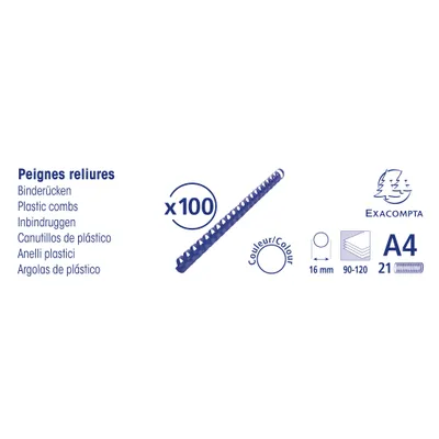 Immagine prodotto di Exacompta confezione 100 spirali 16 mm PVC per DIN A4 nero