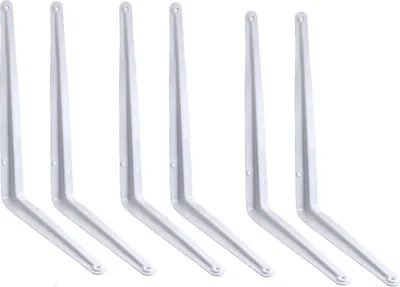 Produktbild von 6er Set Regalwinkel weiß | Regalträger aus Eisen | Regalhalterung [8-Zoll] | Regalkonsole zur Wandmontage | Regal Halter | Wandhalterung für Regalbretter | Regalbodenträger | Metallblechkonsole