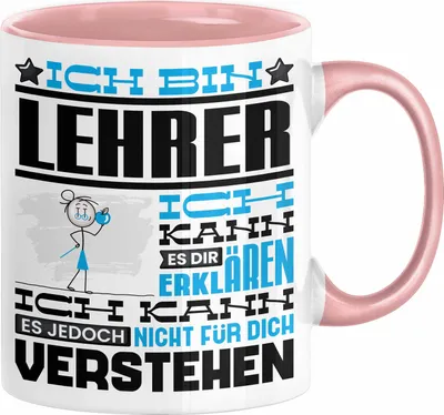 Produktbild von Lehrer Geschenk Tasse Geschenkidee für Lehrer Geburtstag Lustiger Spruch Ich Bin Lehrer Ich Kann Es Dir Erklären Aber Nicht Für Dich Verstehen (Rosa)