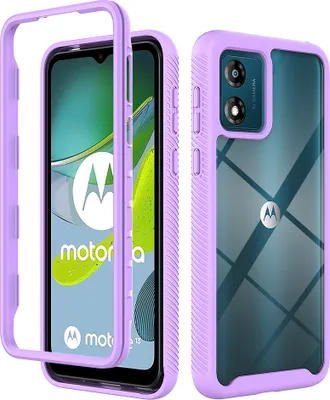 Produktbild von Moto E13 Hülle, Hybrid Transparente Rückseite TPU Bumper Stoßfest Schutzhülle für Motorola Moto E13 Lila
