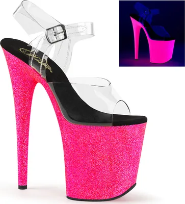 Produktbild von FLAMINGO-808UVG Damen Sandale von Pleaser, Transparent Multi Glitter, EU 42, US 12
