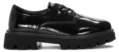 Produktbild von Damen Plateau-Oxfords aus Naturleder, Schwarz, klassische Schnürung, 4 cm Absatz