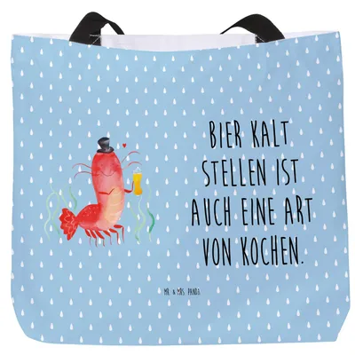Produktbild von Mr. & Mrs. Panda Tote Bag Hummer Weizen - Blau Pastell - Geschenk, Bier, Kneipe, Schultasche, Tasche, Garnelen, Wirtschaft, Kochen, Meer, Strandtasche, Beutel, Garnele