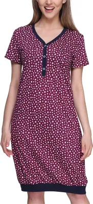 Image de Chemise de nuit pour femme Merry Style MS10-183 (bordeaux/étoiles, S)