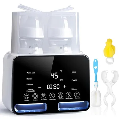 Produktbild von 12-in-1 Babyflaschenwärmer Sterilisator 2 Flaschen BPA-frei Für 30–300 ml,PTC-Schnellheizung,48H Warmhalten,Nachtlicht,1–24H Timer, 2026 Neuer