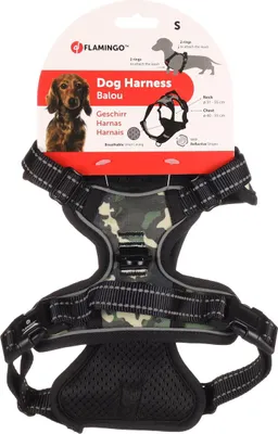 Immagine prodotto di Pettorina per cani Flamingo Balou jungle camouflage, taglia: S / larghezza: 20 mm