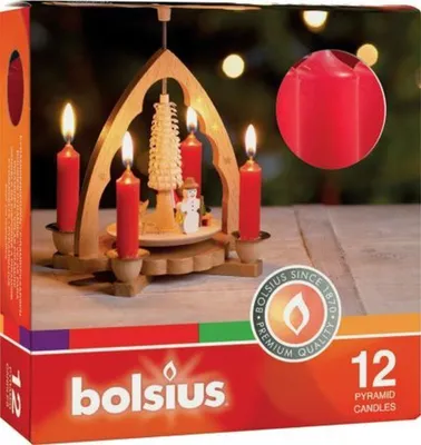 Produktbild von bolsius 103609456741 Pyramidenkerzen - 10 x Ø1,7 cm, rot, 12 Stück