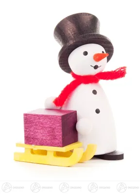 Produktbild von Weihnachtliche Miniatur Schneemann mit Schlitten  Breite x Höhe x Tiefe 5,5 cmx8 cmx3 cm NEU