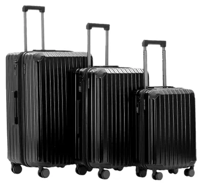 Produktbild von M816 TSA-Schloss, Dehnungsfuge, Teleskopgriff, Reisekoffer mit 4 Rollen, Hartschale, Große 76cm-Mitte 65cm-Kabinentrolley 55cm, 3er Kofferset, Schwarz