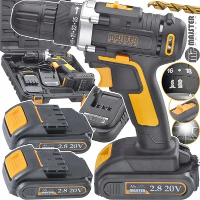 Obrázok produktu pre Výkonná aku skrutkovač 20 V, značka Majster Polska, 2x batéria, LED osvetlenie, kufor, ergonomický dizajn
