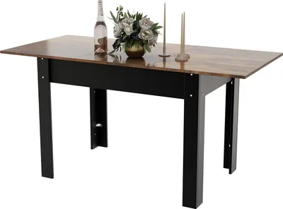 Produktbild von Puluomis Ausziehbarer Esstisch, Erweiterbarer Tisch 70x105-150cm, Klapptisch mit Verstärkter MDF-Platte, Küchen-/Wohnzimmertisch schwarz braun