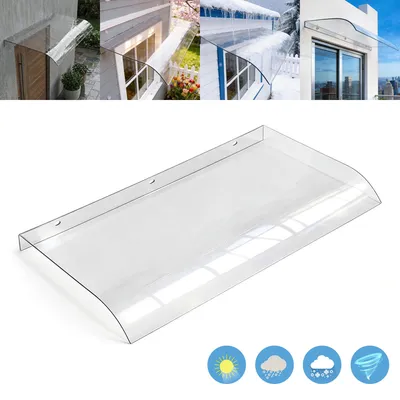 Produktbild von Vordach für Haustür Überdachung Haustürvordach Bogenvordach Transparent Türdach Polycarbonat Vordach für Balkon Fenster UV-Schutz Wetterfest 50x80cm