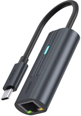 Produktbild von Rapoo USB-C Adapter grau USB-C auf Gigabit LAN