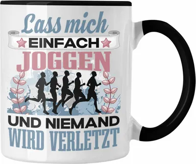 Produktbild von Trendation - Joggen Tasse Geschenk Spruch Laufen Geschenkidee Lass Mich Einfach Joggen Lustig (Schwarz)