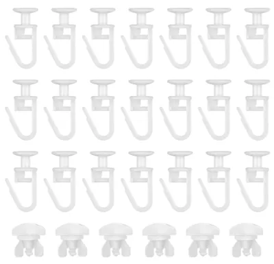 Gardinenhaken-Set 100 Stück + 6 Stopper, weiß, Kunststoff