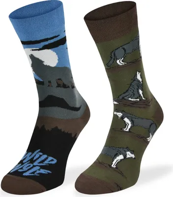 Produktbild von SKIETY Bunte Lustige Socken für Erwachsene Baumwolle, Wilder Wolf, 35-38