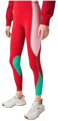 Immagine prodotto di Leggings sportivi Lacoste Sport da donna, ideali per l'allenamento, colore rosso, taglia XS
