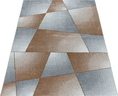 Produktbild von Kurzflor Teppich Wohnzimmer Kupfer 120x170 Rechteck Abstrakt Design aus Polypropylen