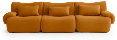Immagine prodotto di MILYSOFA SOFATIME Divano componibile a 3 posti, dal design lineare, in raffinato tessuto a riccioli, color cannella