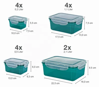 Imagen del producto de GOURMETmaxx: Juego de 14 recipientes herméticos "Click-it". Recipientes de almacenamiento sin BPA, aptos para lavavajillas, microondas, congelador. Herméticos, a prueba de fugas y apilables