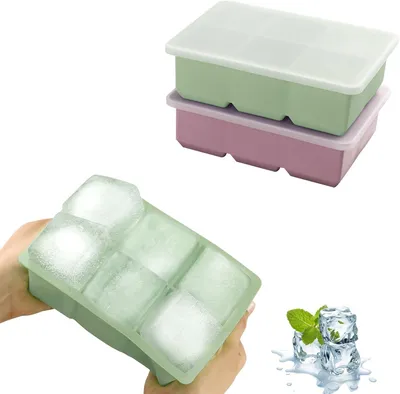 Image de Moules à glaçons en silicone - Lot de 2, capacité de 12 glaçons, avec couvercle