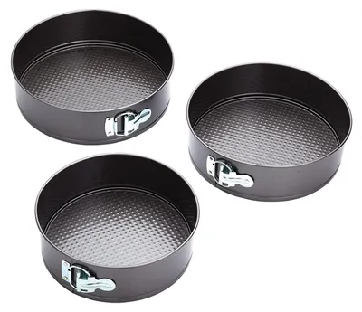 Antihaft-Springform, 3er-Set, Stahl, schwarz, 22x24x26 cm