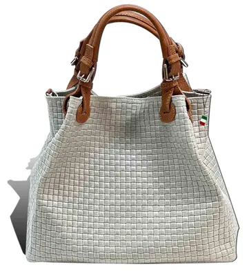 Produktbild von Florence Tasche Damen Umhängetasche grau braun Leder Handtasche D2OTF164K