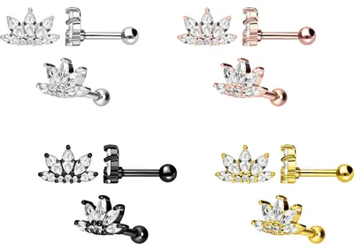 Produktbild von Ohrpiercing Chirurgenstahl Ohrpiercing LOTUSBLÜTE + KRISTALLE