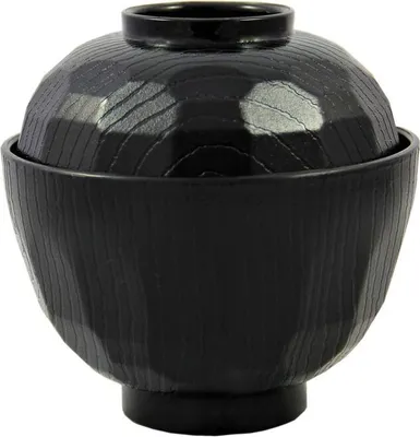 Produktbild von Miso Suppen-Schale mit Deckel [ schwarz ] Ø 10,5cm für ca. 250ml / Tasse