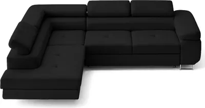 Image de Lisa Design Zaria - canapé d'angle gauche 5 places convertible avec coffre et têtières en simili , Noir