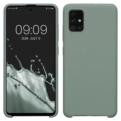 Produktbild von kwmobile Handyhülle für Samsung Galaxy A51 Hülle - Case Silikon - Kabelloses Laden - Schutzhülle Cover in Rainwashed Grün