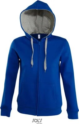 Produktbild von SOLs 47100 | Contrast Hooded Zip Jacket Soul Women - Farbe: Royal Blue/Grey Melange - Größe: L