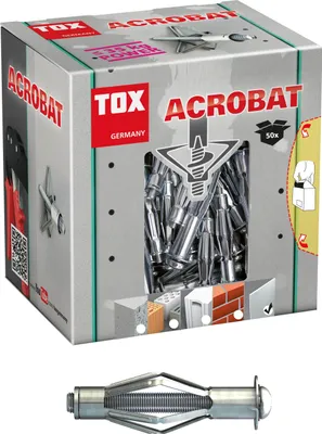 A box of TOX Acrobat metal hollow wall anchors.
