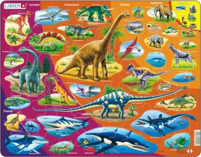 Produktbild von Larsen Puzzle - Dinosaurier Lernspiel Karton 85 Teile