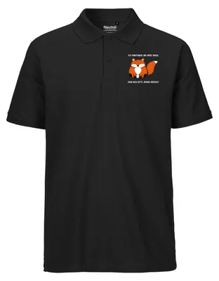 Produktbild von Huuraa Herren Polo Shirt Drück mich Fuchs XL Black Bio Baumwolle Fairtrade Poloshirt Geschenkidee