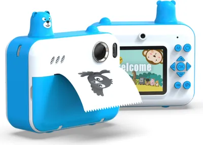 Produktbild von Sofortbildkamera fuer Kinder, Kinderkamera, 1080P, Digitalkamera fuer Kinder, 2,36 Zoll IPS-Bildschirm, Doppelobjektiv, eingebauter Akku, mit Thermodruckpapier, Umhaengeband, Geburtstags- und Festivalgeschenk fuer Kinder, Jungen und Maedchen