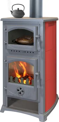 Produktbild von - Kaminofen mit Backfach und Herdplatte Cucina bordeaux - 9,7kW