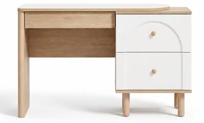 Immagine prodotto di Moderno tavolino da toeletta in stile scandinavo con specchio e cassetti effetto legno
