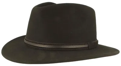 Produktbild von Outdoor Filz-Traveller mit Zierlederband knautschbar und wasserabweisend von Hut-Breiter, schwarz, Gr. L