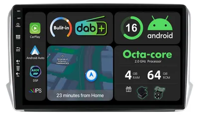 Productafbeelding van 10.1" Android 16 autoradio voor Peugeot 2008 208 met DAB+, Carplay, Android Auto, GPS