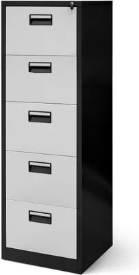 Image de Armoire de bureau Armoire en acier anthracite-blanc 162x46x62