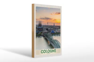Produktbild von Holzschild Reise 20x30cm Köln Deutschland Stadttrip Dom Brücke